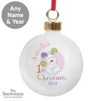 Personalised The Snowdog My 1st Christmas Pink Bauble Extra Image 1 Preview